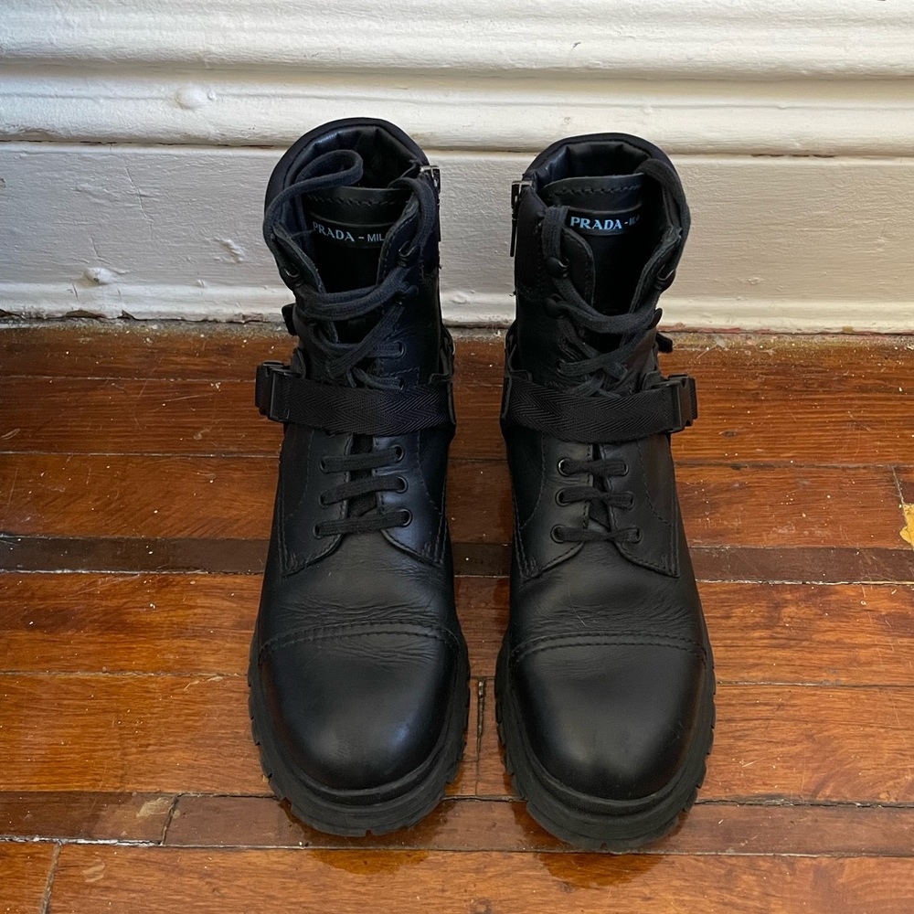 Prada black combat boots